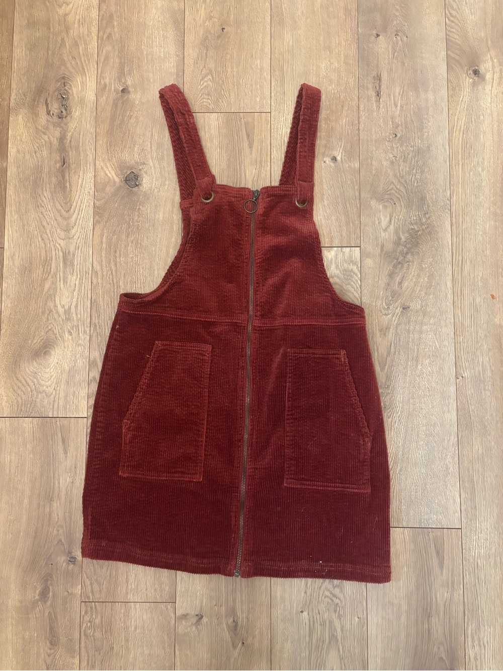 Wild Fable Rust Corduroy Zip-Front Overall Mini Dress